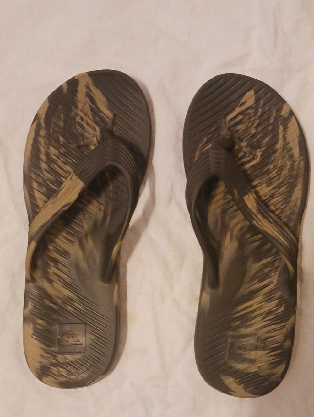 Quiksilver Brown & Black Marbled Flip Flops - Casual Thong Sandals